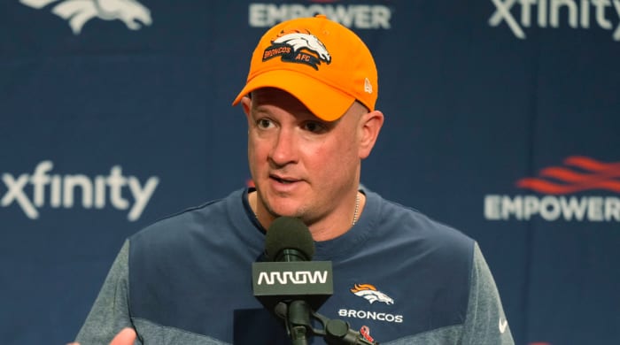 Denver Broncos head coach Nathaniel Hackett talks to reporters at a press conference after an NFL football game against the Seattle Seahawks, Monday, Sept. 12, 2022, in Seattle. The Seahawks won 17-16.
